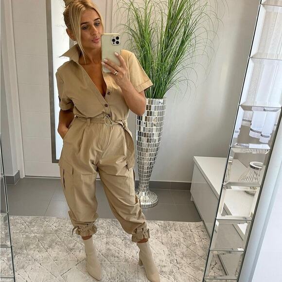 ZARA BELTED CARGO JUMPSUIT - Picture 2 of 12